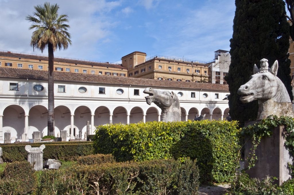 Colossal animal heads in the Michelangelo Cloister