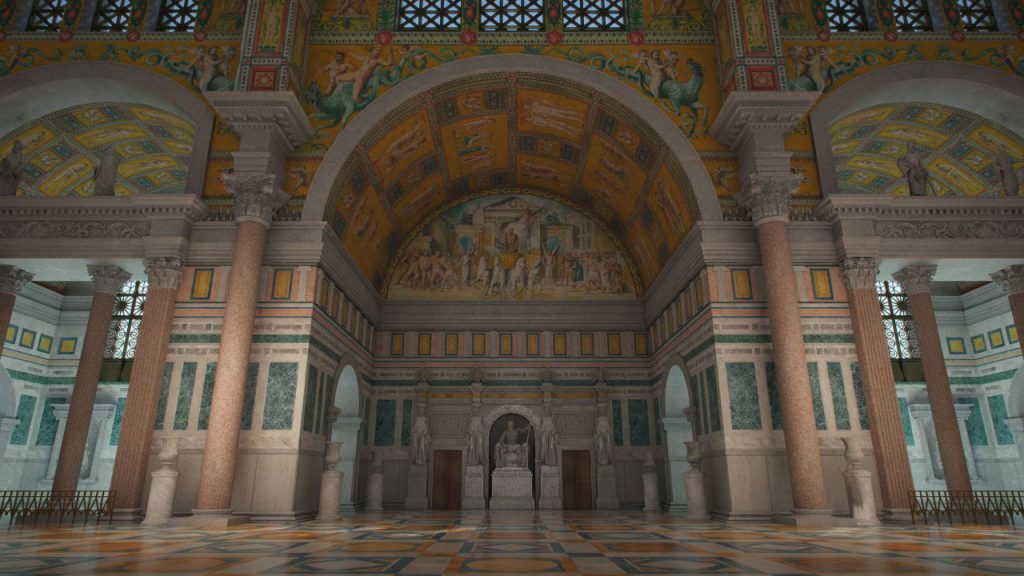 The frigidarium of the Baths, reconstruction