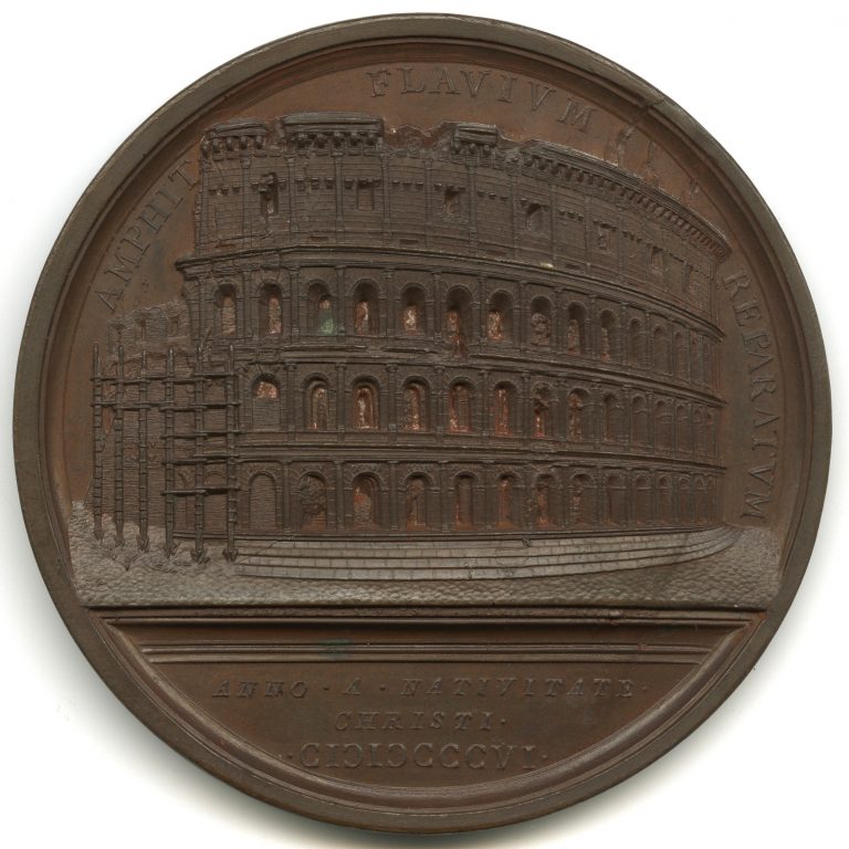 Papal States. Bronze medal for restoration of the Colosseum (reverse), 1807