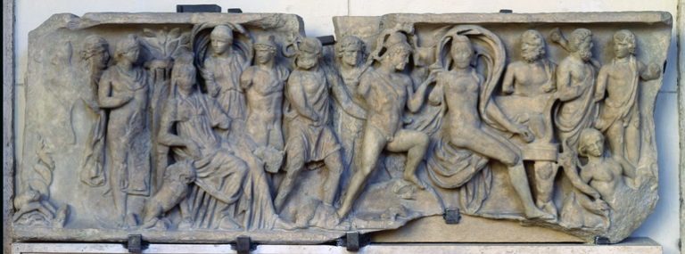Sarcophagus depicting mythological scenes of Mars and Venus