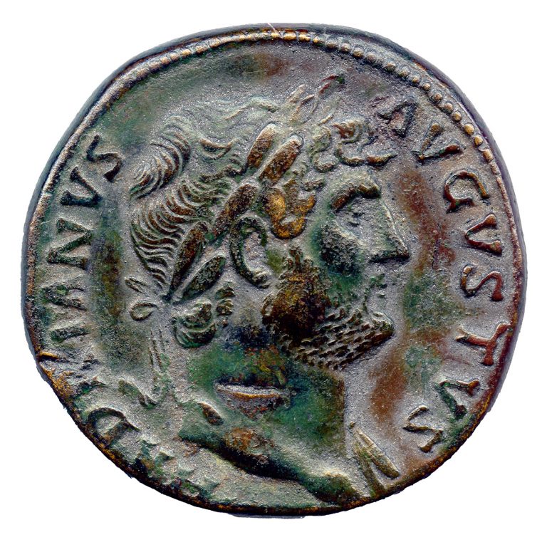 Rome. Bronze sestertius with portrait of the Emperor Hadrian (obverse), 125-128 AD