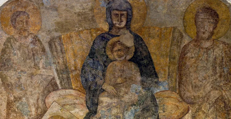 Affresco della Madonna in trono con Santi da S. Maria in via Lata