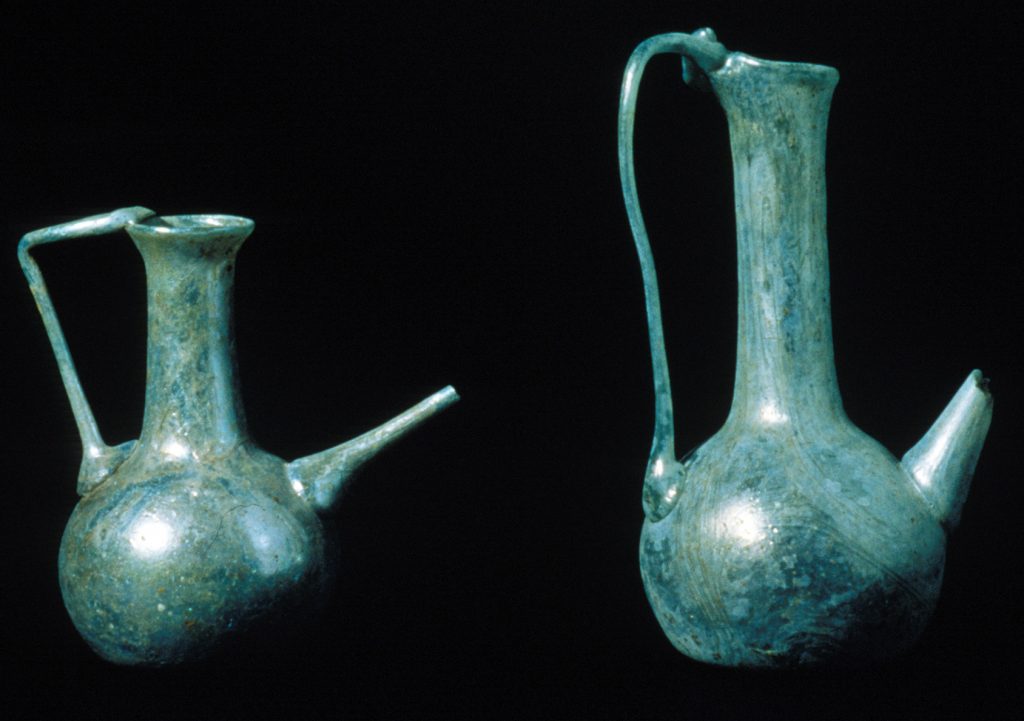 Pair of blown-glass ampoules
