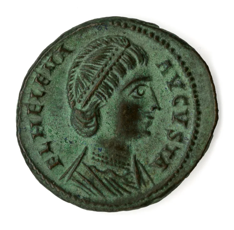 Roma. Follis in bronzo di Costantino con ritratto della madre Elena (dritto), 327-328 d.C. circa