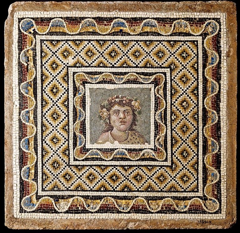 Mosaic with bust of Dionysus as a boy