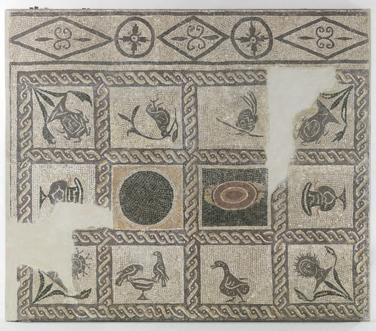 Mosaic with birds and vases