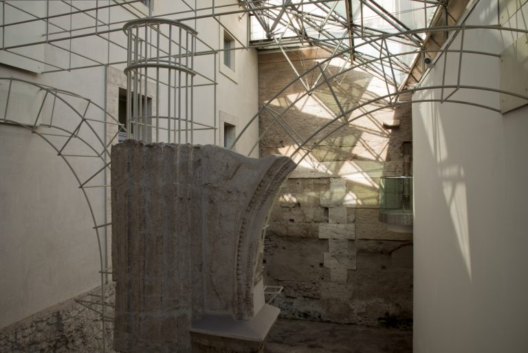 Detail from the reconstruction of the pillar in the northern portico