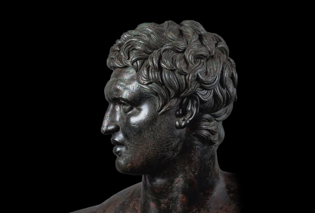 Statue of the Hellenistic Prince, detail of the face from the left side