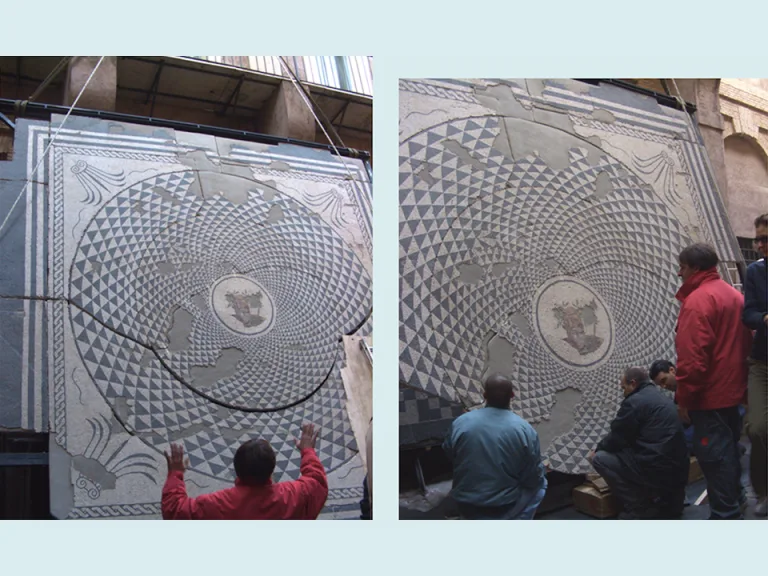 Mosaico da Tor di Quinto. Fasi di movimentazione e allestimento