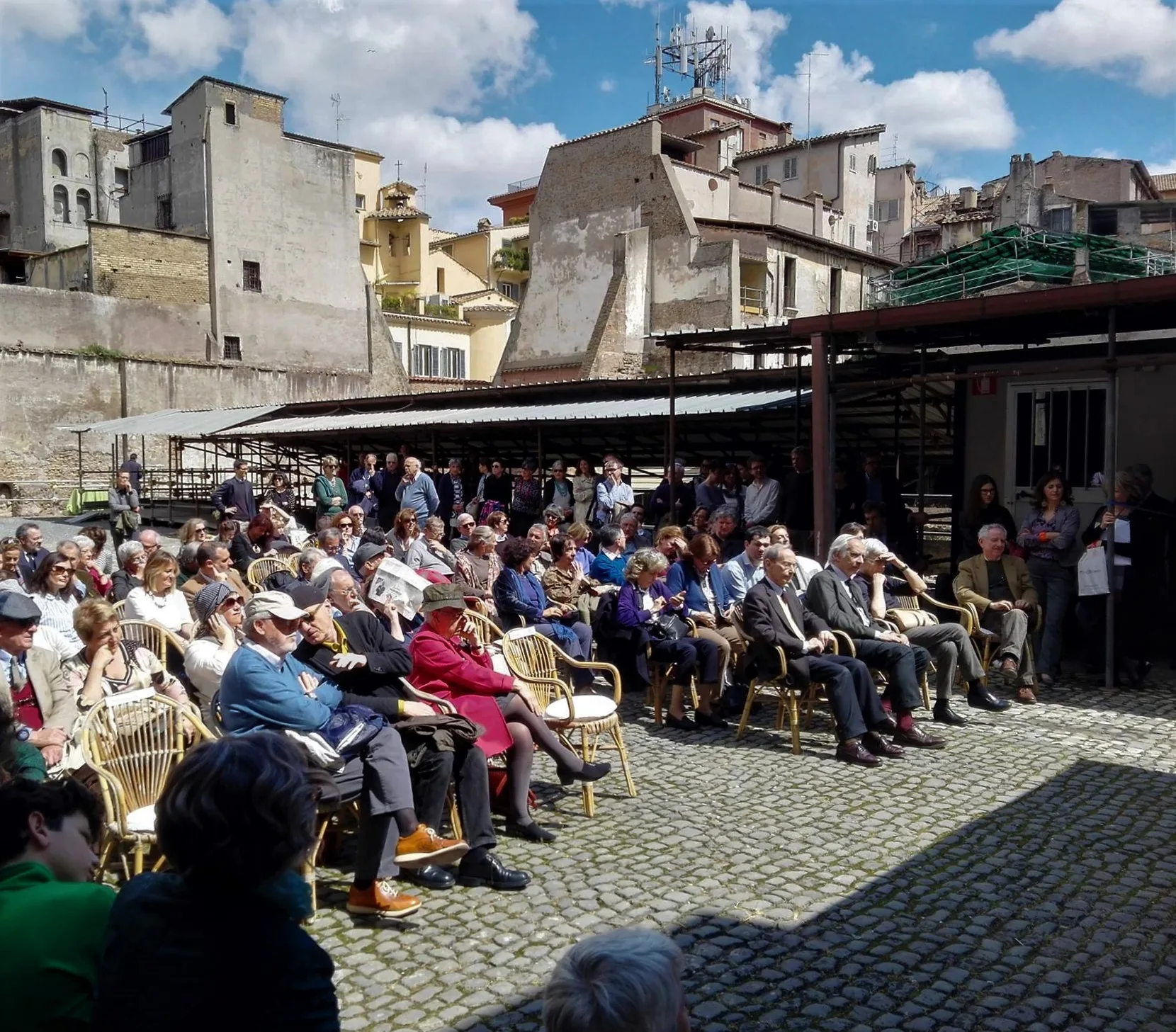 A conference in the courtyard