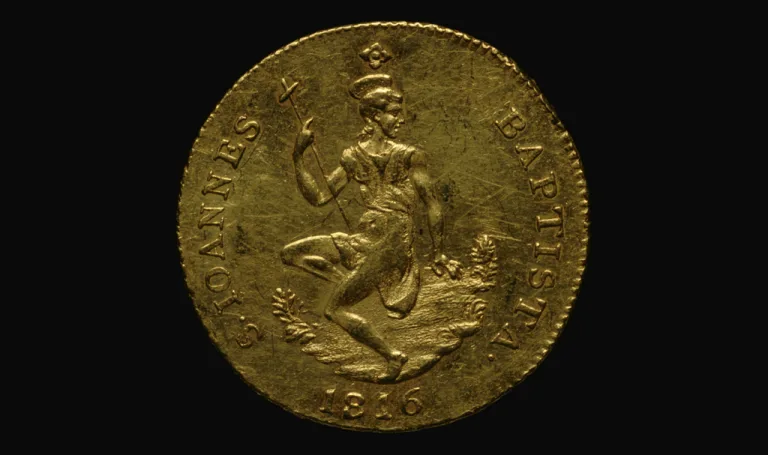 Granducato di Toscana. Ruspone in oro di Ferdinando III di Lorena con S. Giovanni Battista (rovescio), 1816